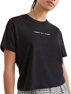 TOMMY JEANS Shirt met ronde hals TJW BXY CROP LINEAR LOGO TEE met linear logo opschrift opgestikt