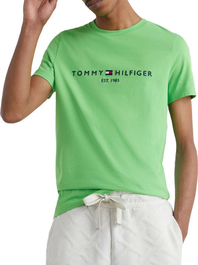 Tommy Hilfiger Logo Lime T-Shirts Green Heren