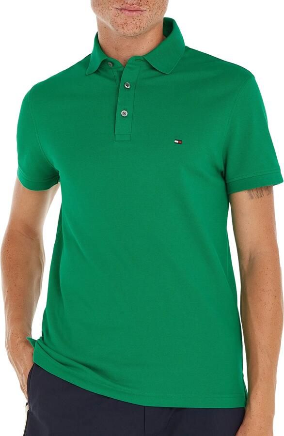Tommy Hilfiger Poloshirt 1985 SLIM POLO met piquéstructuur en borduursel gemêleerd casual slim fit katoenmix polokraag