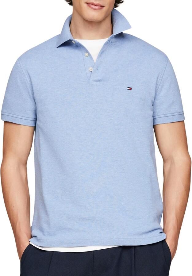 Tommy Hilfiger slim fit polo 1985 met logo light blue heather