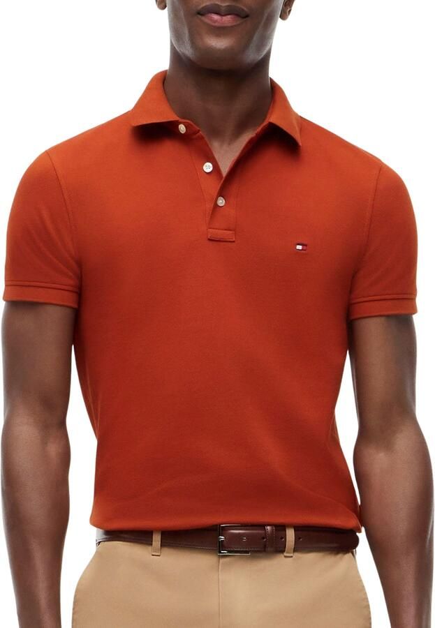 Tommy Hilfiger slim polo donker oranje - Foto 4