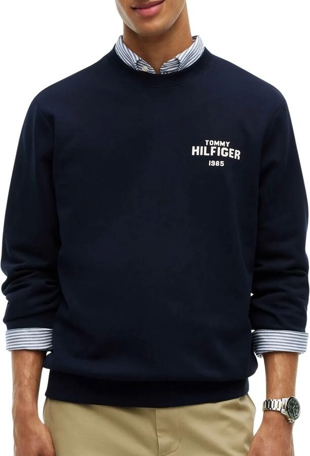 Tommy Hilfiger katoenen regular fit sweater met print donkerblauw - Foto 4