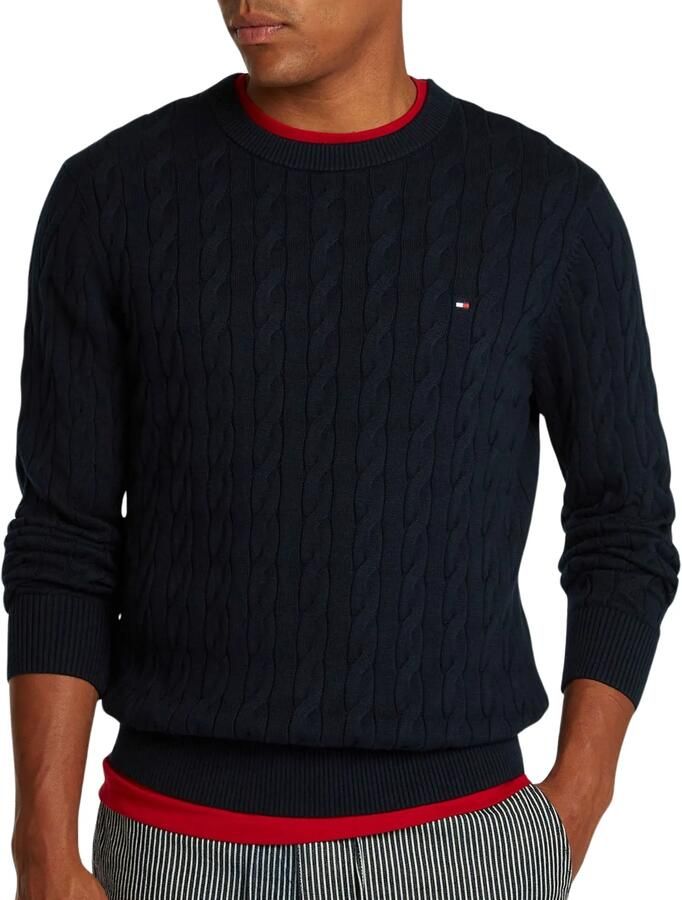 Tommy Hilfiger Gebreide trui CLASSIC CABLE CREW NECK met structuurbreisel en vlaglabel - Foto 5