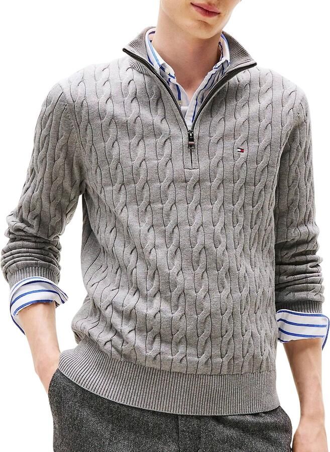 Tommy Hilfiger Gebreide trui CLASSIC COTTON CABLE ZIP MOCK