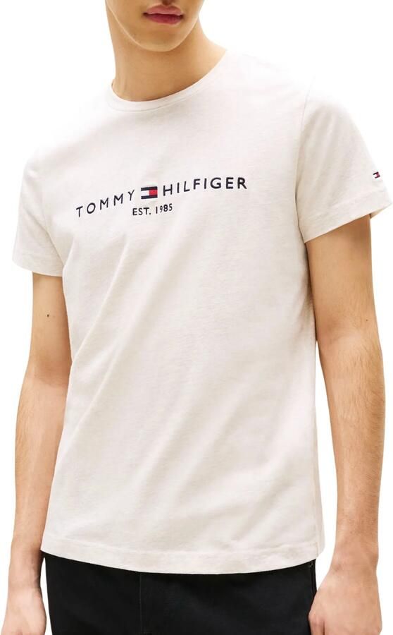 Tommy Hilfiger T-shirt Korte Mouw Slim Logo Embroidery T-Shirt Heathered Oatmilk