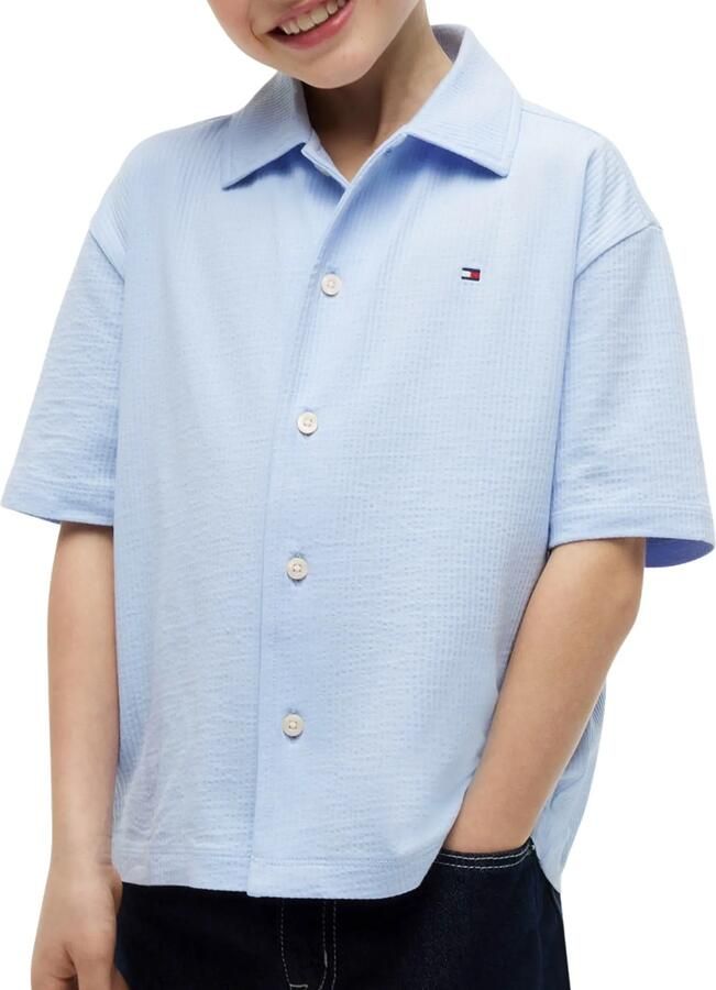 TOMMY HILFIGER Jongens Overhemden Jersey Seersucker Shirt Ss Lichtblauw - Foto 3