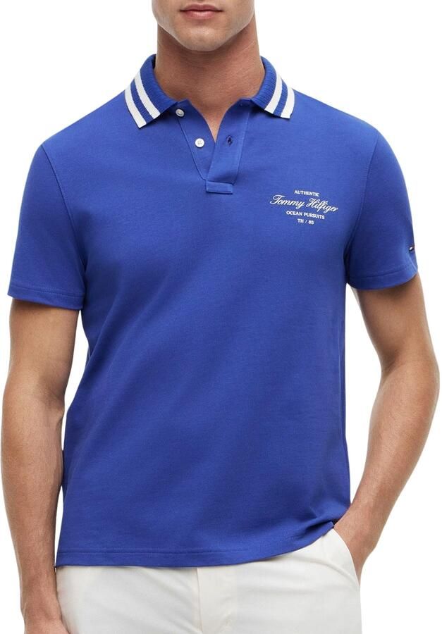 Tommy Hilfiger regular fit polo met logo blauw - Foto 4