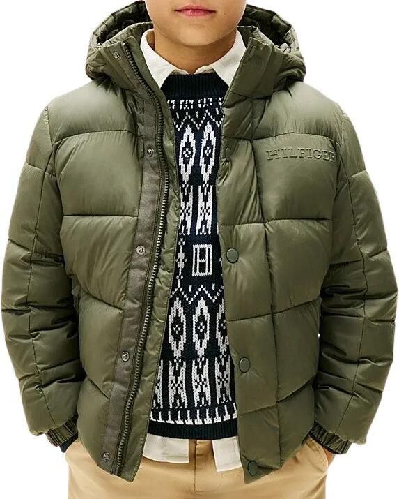 TOMMY HILFIGER Jongens Jassen Matt And Shine Embossed Jacket Donkergroen - Foto 6