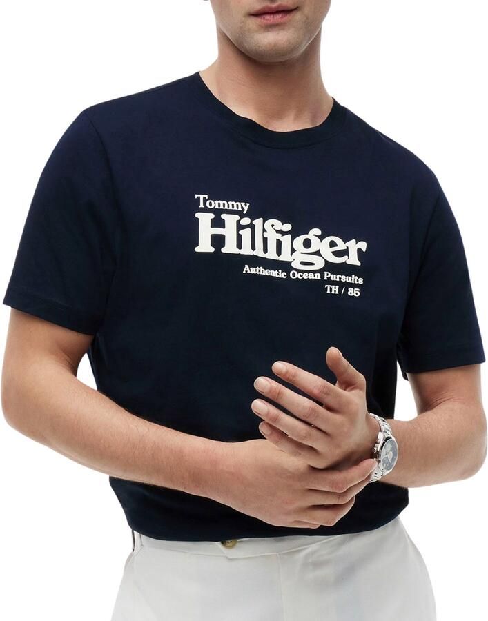 TOMMY HILFIGER Heren Polo's & T-shirts Nautical Chest Graphic Reg Tee Donkerblauw - Foto 5
