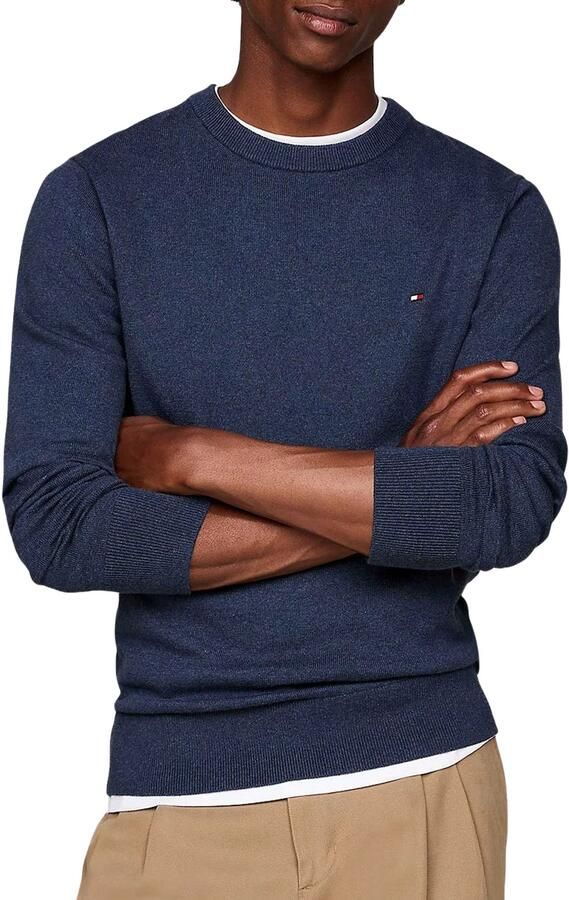 TOMMY HILFIGER Heren Truien & Vesten Pima Org Ctn Cashmere Crew Neck Donkerblauw