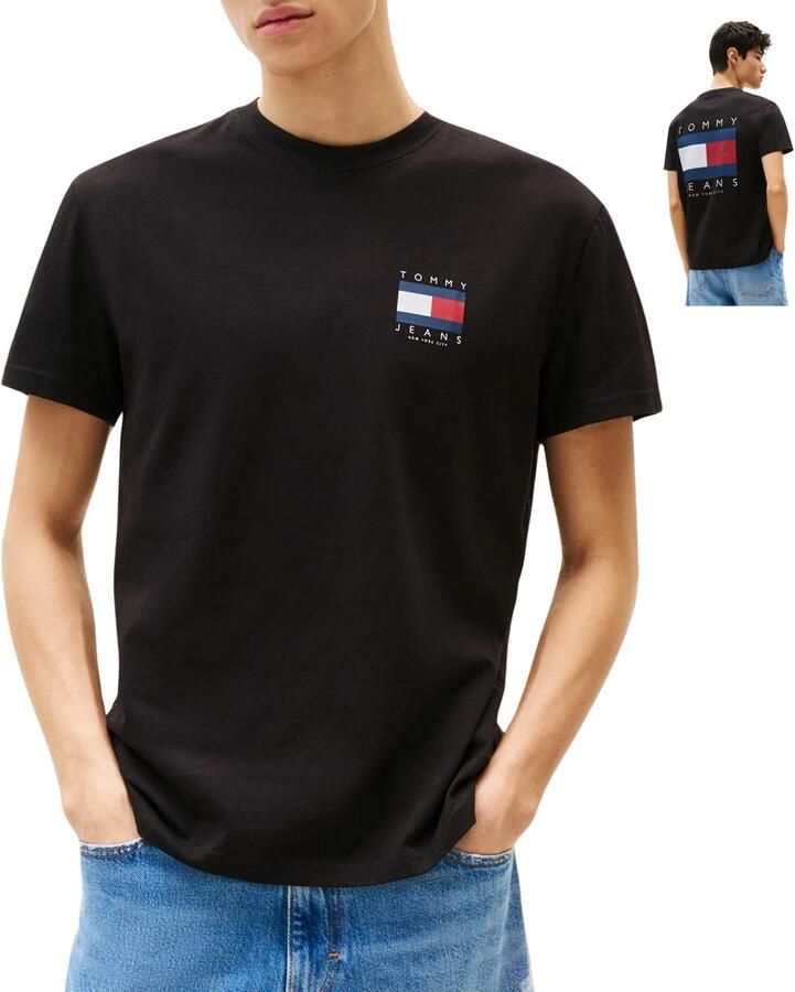 TOMMY JEANS Heren Polo's & T-shirts Tjm Reg Flag Graph Bckorint T Ext Zwart
