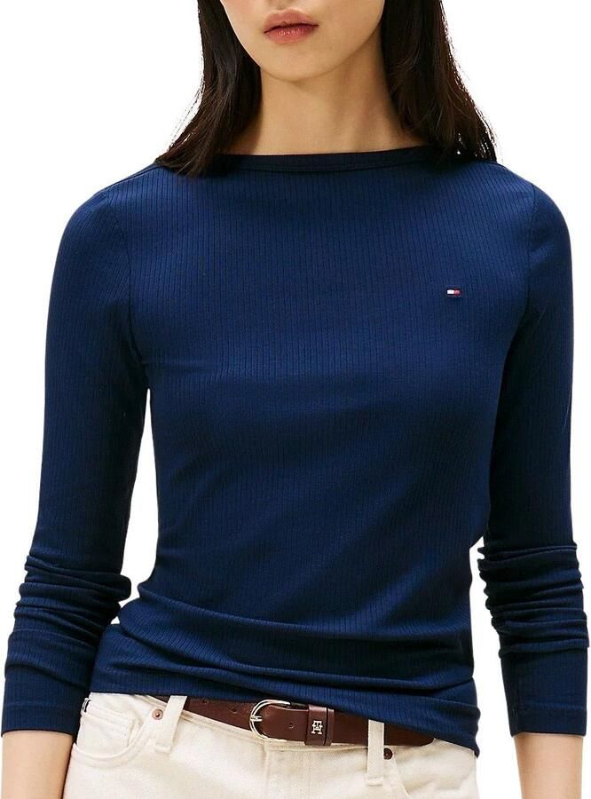 Tommy Hilfiger Shirt met lange mouwen SLIM 5X2 RIB BOAT-NK LS met boothals en ribstructuur - Foto 6