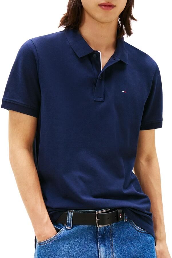 Tommy Jeans Polo Shirt Korte Mouw Flag Slim Polo Shirt Dark Night Navy - Foto 5
