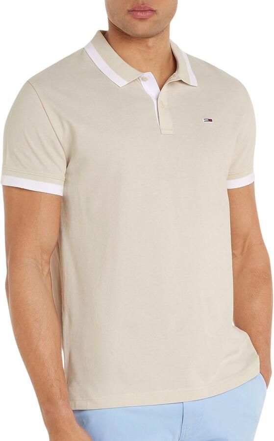 Tommy Jeans Katoenen Piqué Polo Shirt Beige Heren