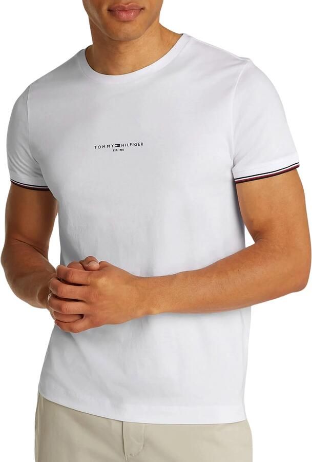 Tommy Hilfiger Casual Stijl Wit T-shirt met Contrasterende Details White Heren - Foto 9