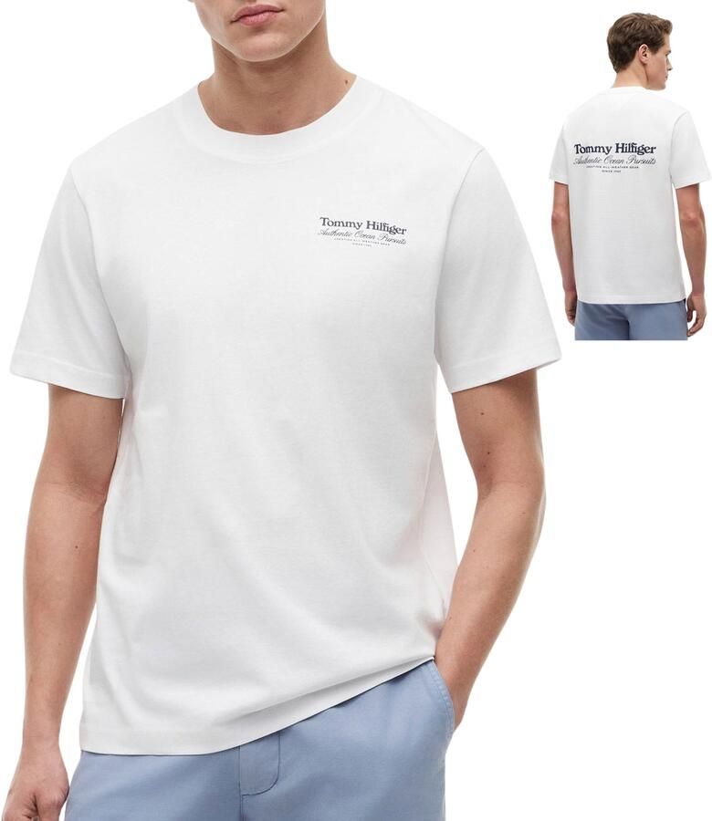 TOMMY HILFIGER Heren Polo's & T-shirts Nautical Back Graphic Reg Tee Wit - Foto 5
