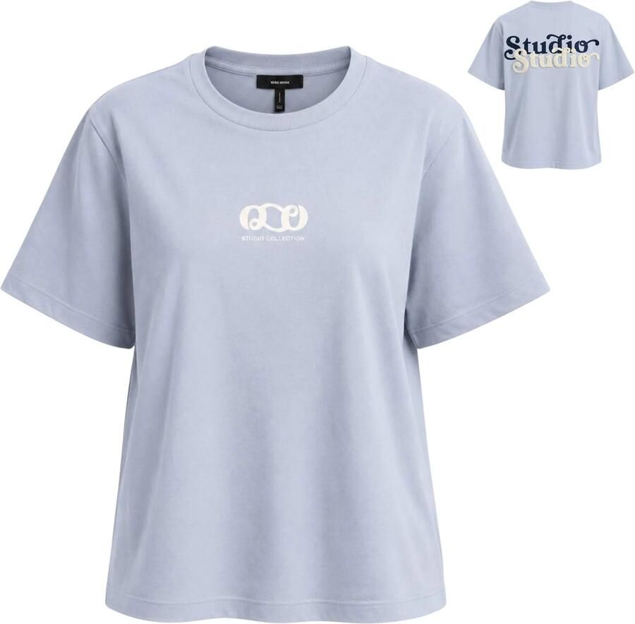 VERO MODA T-shirt met backprint lichtblauw - Foto 3