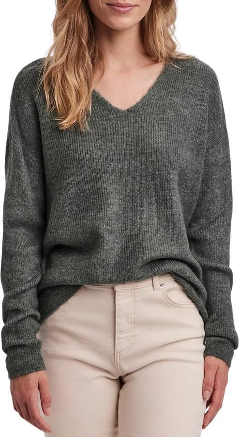 Vero Moda Regular fit gebreide pullover met V-hals model 'CREWLEFILE' - Foto 6
