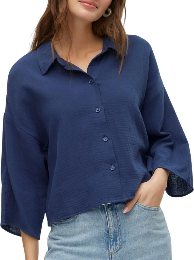 Vero Moda Blouse van een mix van viscose en linnen met V-hals model 'JESMILO'