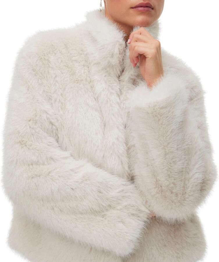 Vero Moda Regular fit jack van imitatiebont met opstaande kraag model 'MONROE'