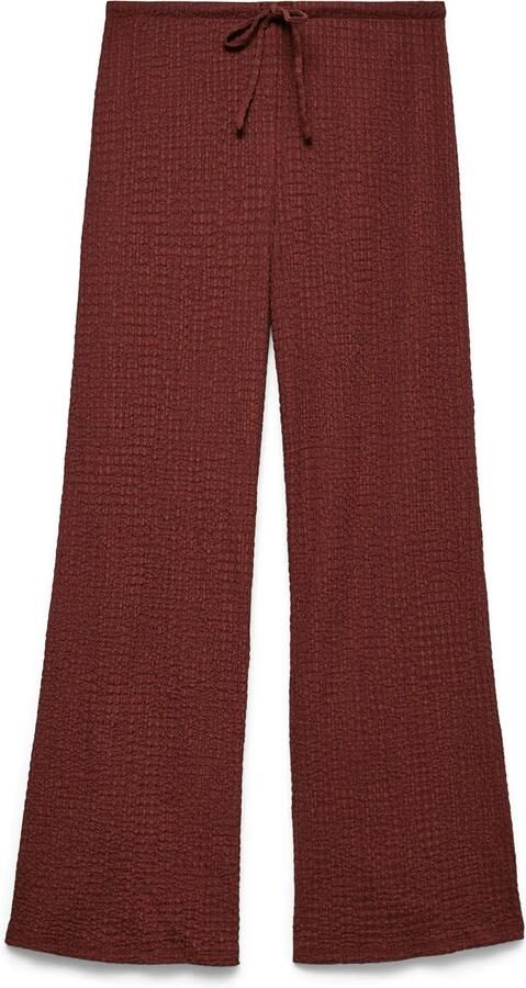 VERO MODA wide leg high waist casual broek roodbruin - Foto 3