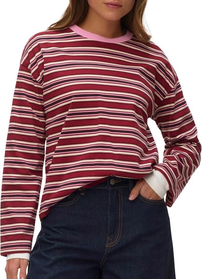 VERO MODA gestreepte top donkerrood - Foto 4