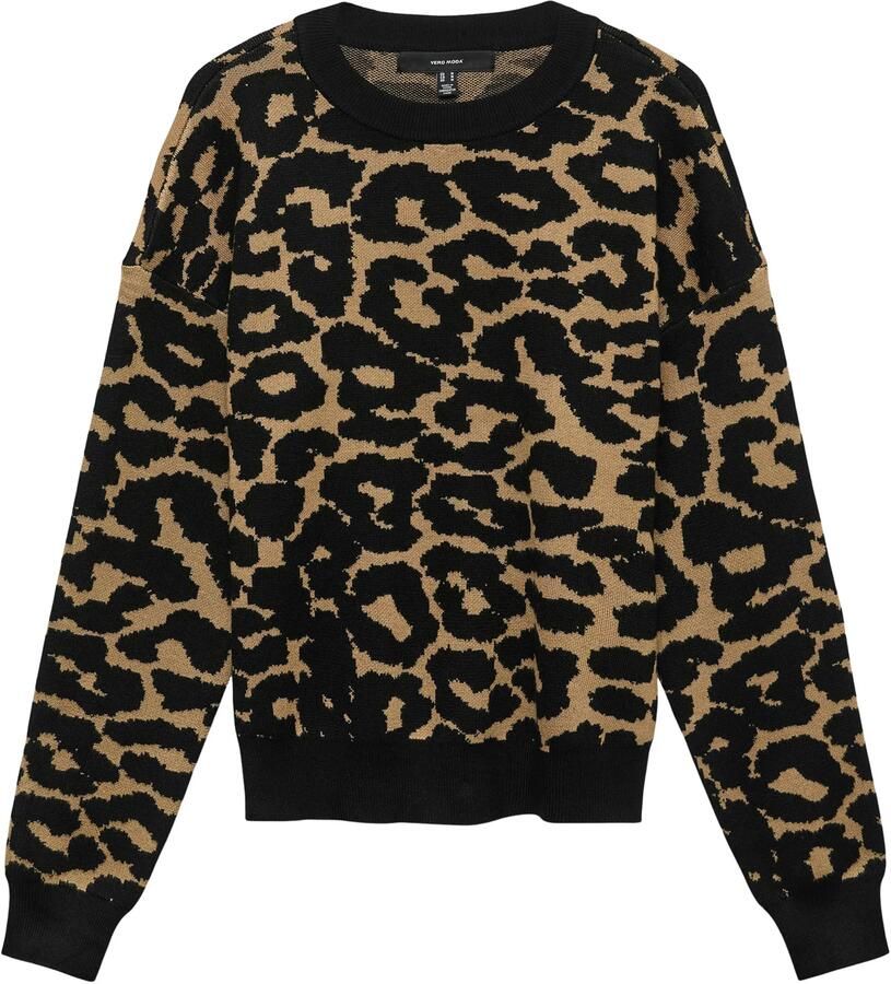Vero Moda Regular fit gebreide pullover van viscosemix model 'SILJEANIMAL'