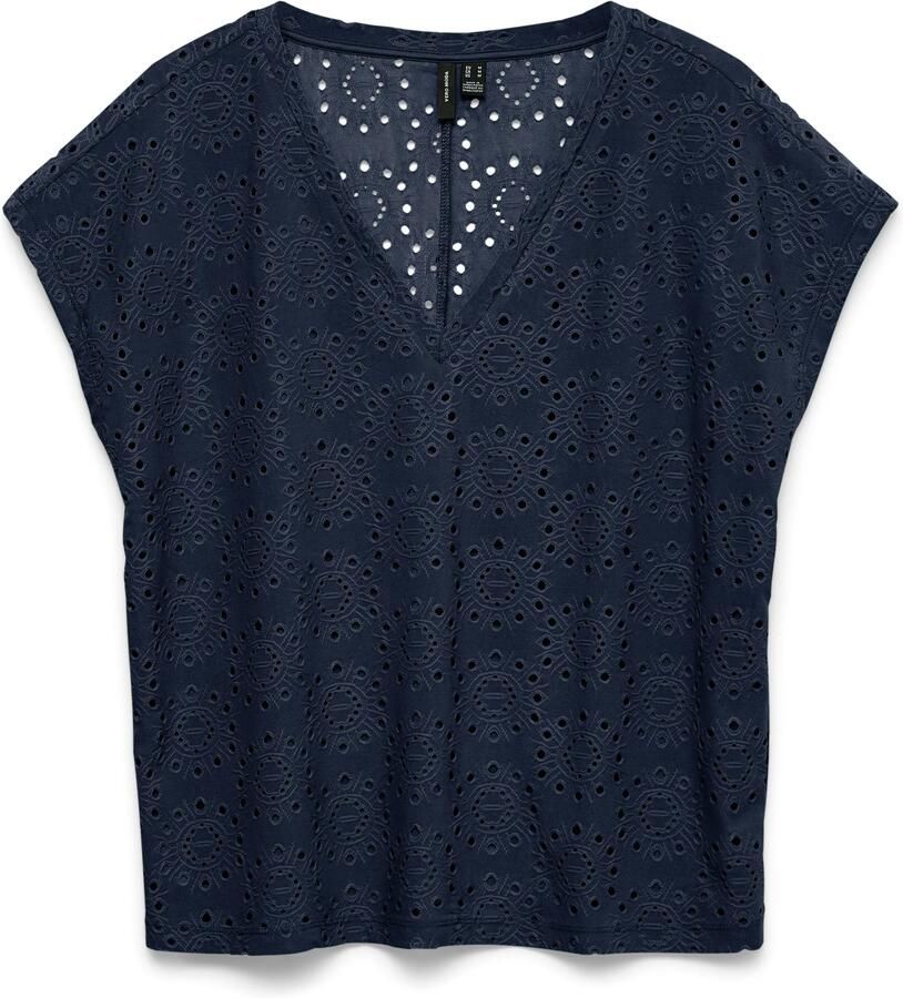 VERO MODA top broderie marineblauw - Foto 4