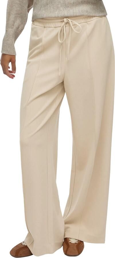 VILA wide leg high waist casual broek lichtgrijs gebreid - Foto 3