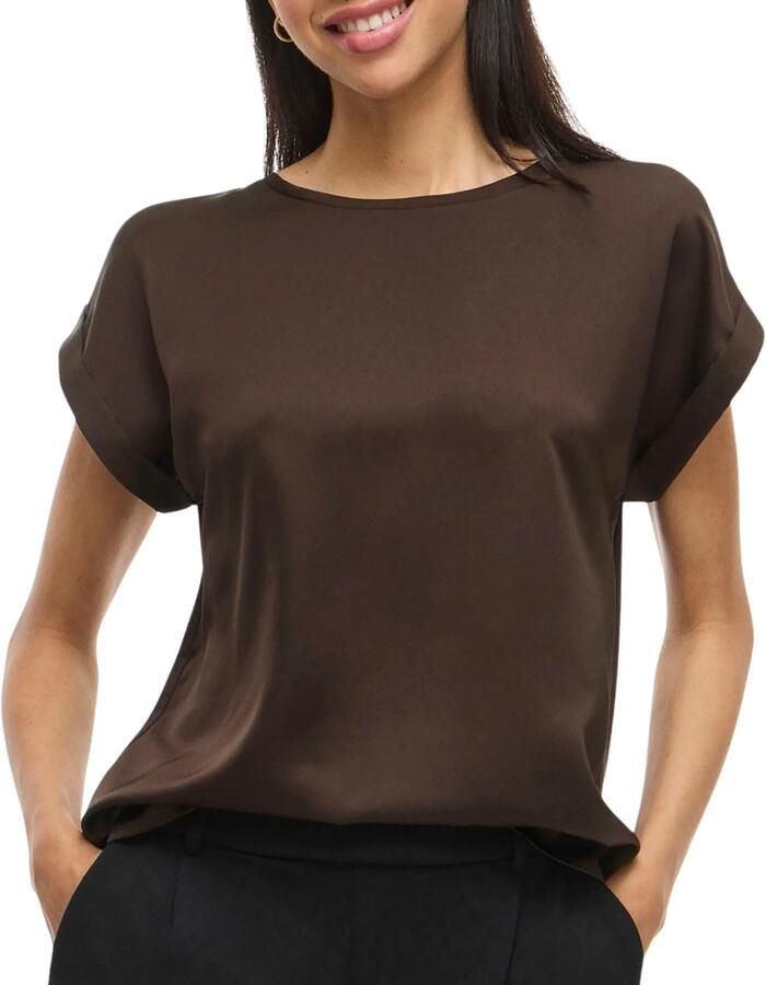 Vila T-shirt van satijn met ronde hals model 'ELLETTE' - Foto 3
