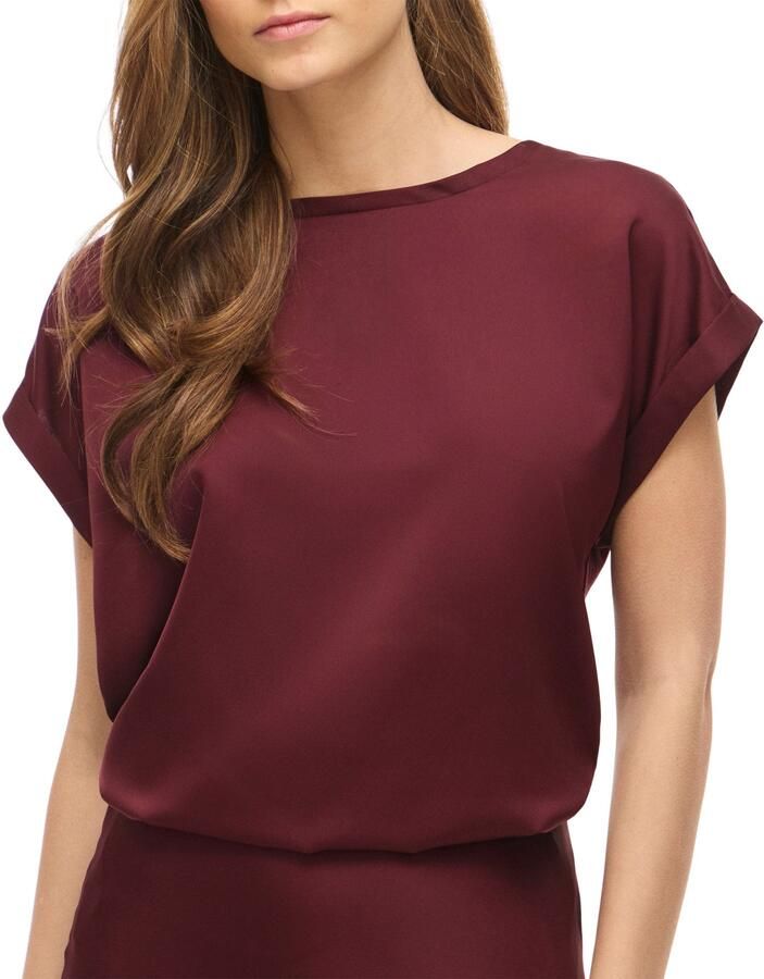 Vila T-shirt van satijn met ronde hals model 'ELLETTE'