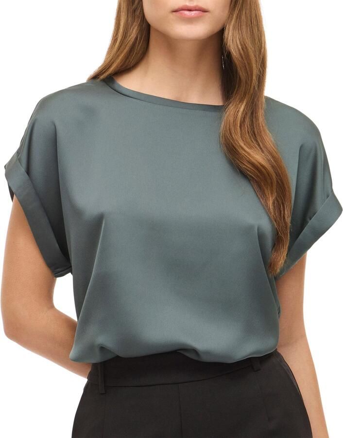 Vila T-shirt van satijn met ronde hals model 'ELLETTE' - Foto 3