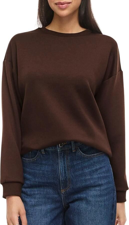 VILA rechtvallende jacquard sweater bruin - Foto 4