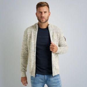 PME Legend Zip jacket cotton mouline knit bone white Beige Heren