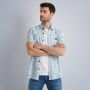 PME LEGEND Heren Overhemden Short Sleeve Shirt Print On Pique Jersey Lichtblauw - Thumbnail 4