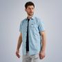 PME Legend Lichtblauwe Casual Overhemd Short Sleeve Shirt 2 Tone Slub - Thumbnail 3