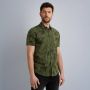 PME Legend regular fit overhemd met linnen en all over print groen - Thumbnail 2