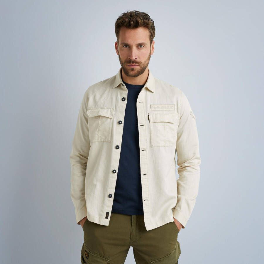 PME Legend Beige Overshirt Long Sleeve Shirt Ctn linen Herringbone - Foto 3