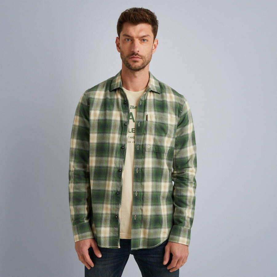 PME Legend geruit regular fit overhemd groen