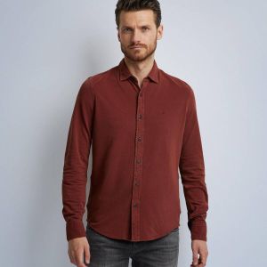 PME Legend Rode Casual Overhemd Long Sleeve Shirt Garment Dye
