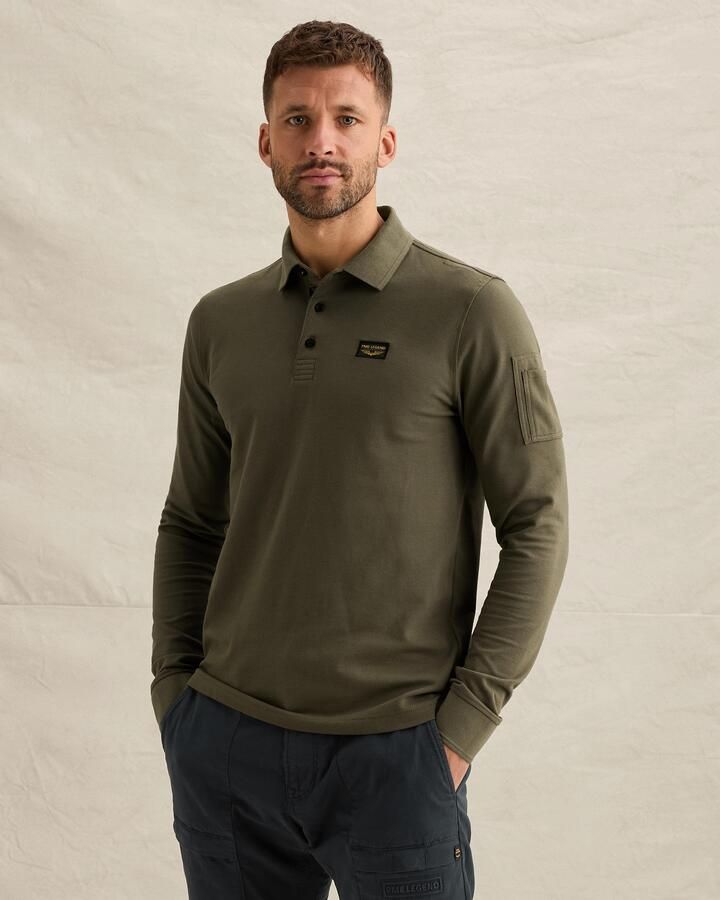 PME LEGEND American Classic polo met lange mouwen en flight pocket