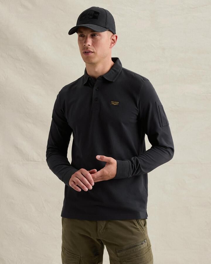 PME LEGEND American Classic polo met lange mouwen en flight pocket