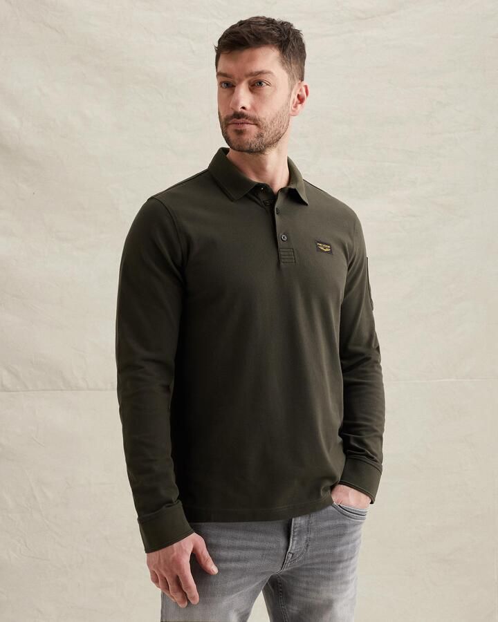 PME Legend American Classic Longsleeve Poloshirt Beluga Groen - Foto 3