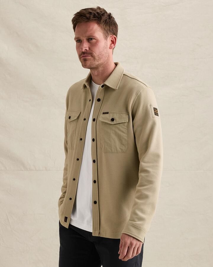 PME Legend regular fit overshirt met wafelstructuur lichtgroen