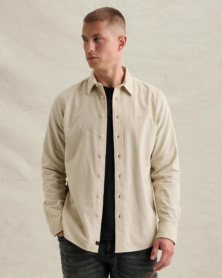 PME LEGEND Corduroy overhemd met borduursel op de borst