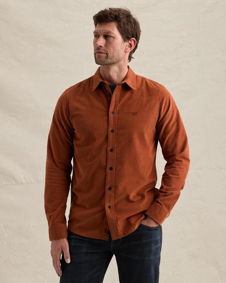 PME LEGEND Corduroy overhemd met borduursel op de borst
