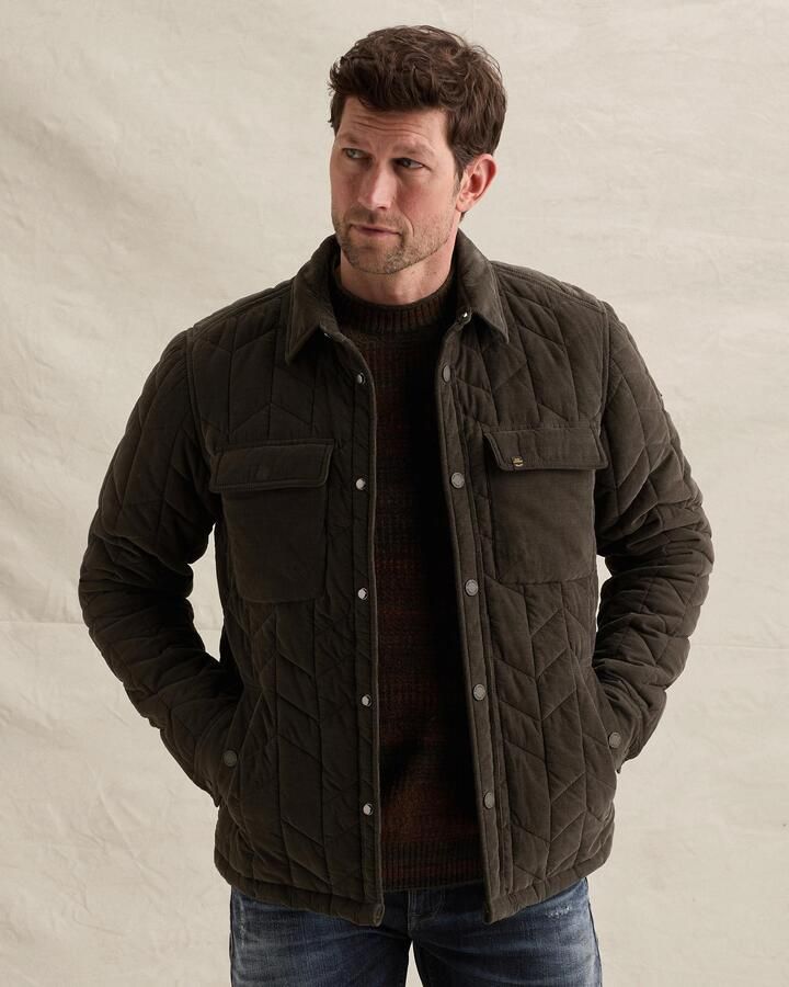 PME LEGEND Corduroy overshirt met allover quiltpatroon