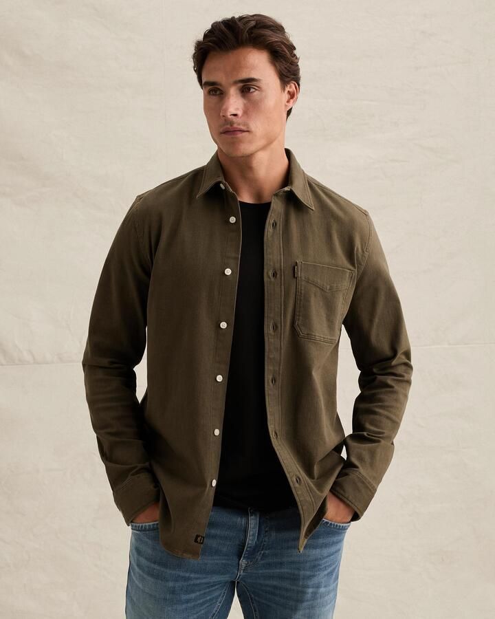 PME LEGEND Denim overhemd met overdyed wassing en borstzak
