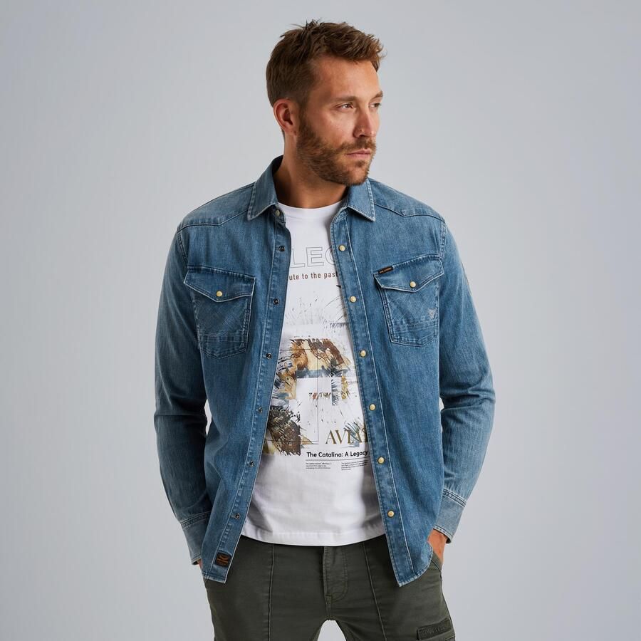 PME LEGEND Denim shirt met badge - Foto 1