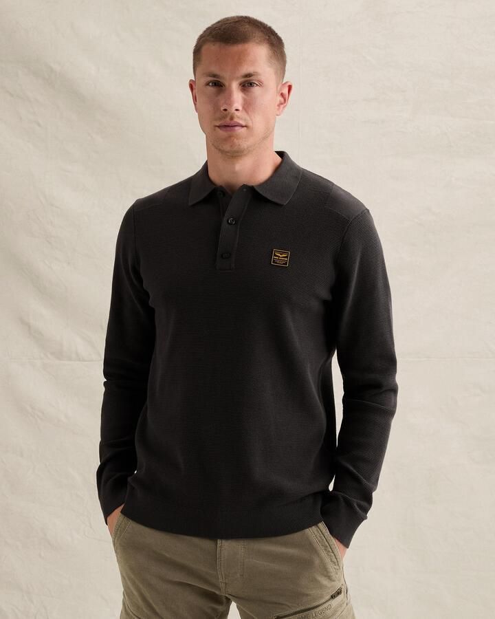 PME Legend katoenen regular fit gebreide trui obsidian